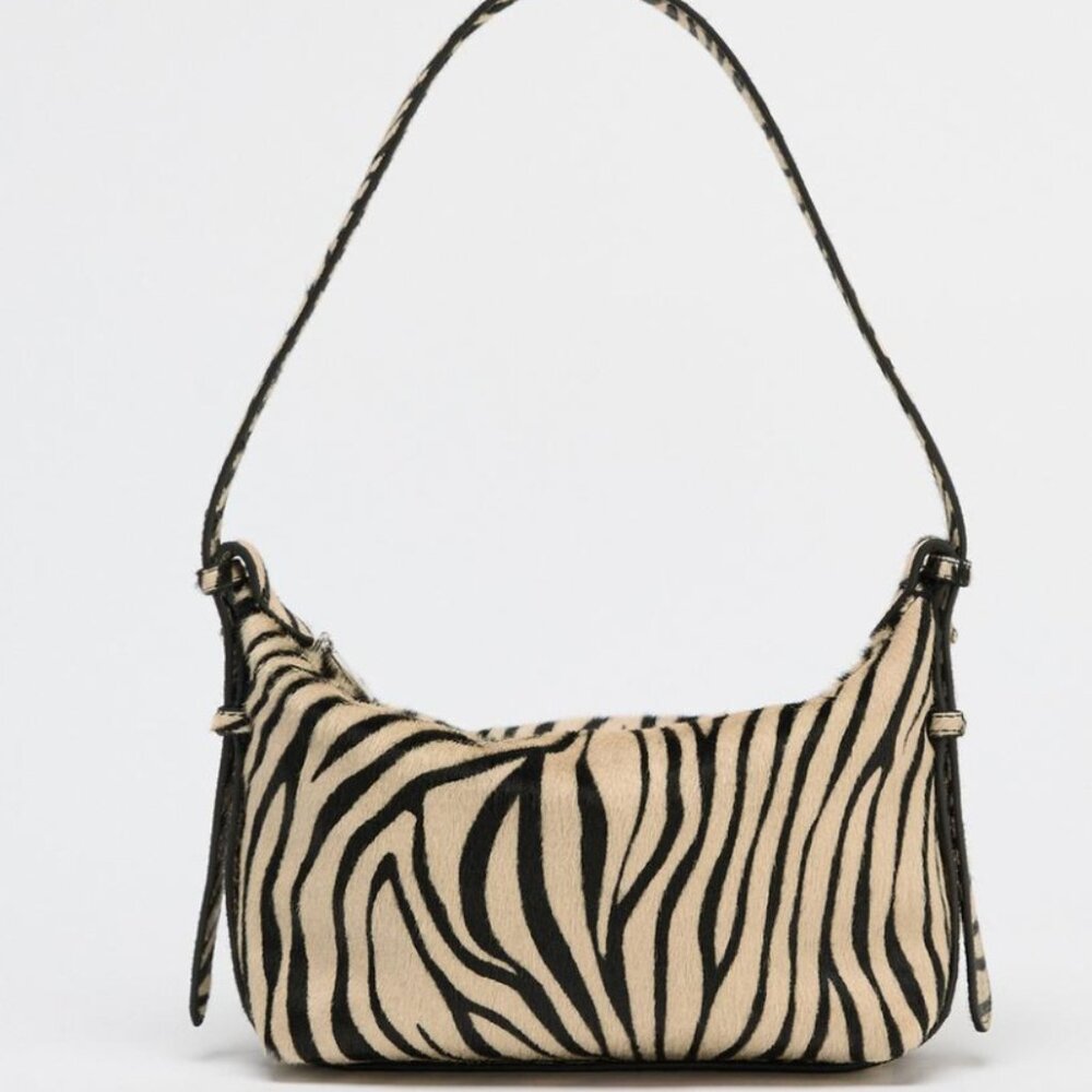ISO ONLY!! ZARA ANIMAL PRINT LEATHER AND SHEEPSKIN BAG - ZEBRA